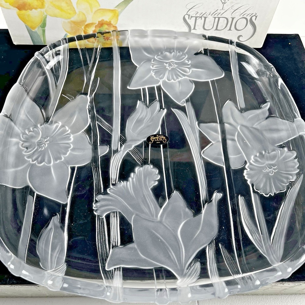 🇯🇵 Vintage 1989 Crystal Clear Studios Narcissus Daffodil Serving Platter NOS‎
